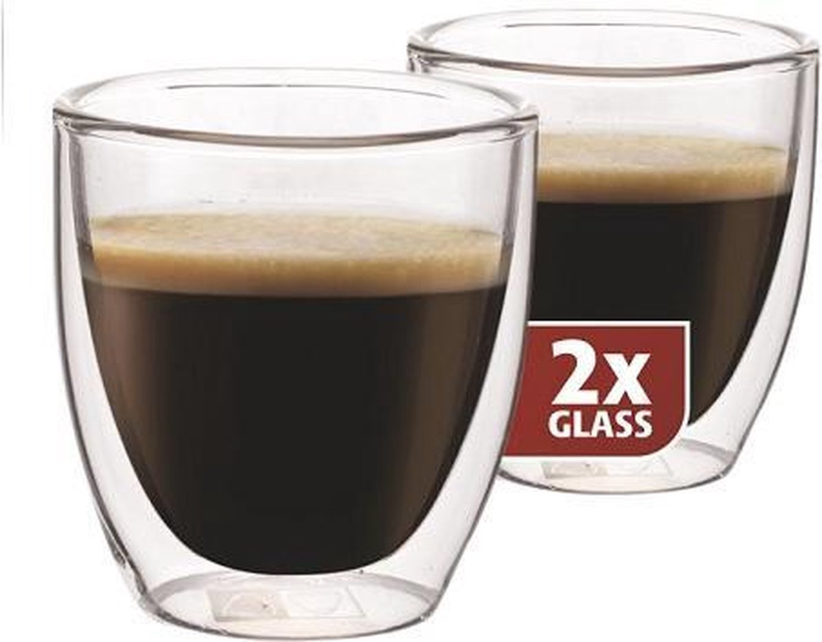 Maxxo kleine espressoglazen - dubbelwandig - 2 stuks