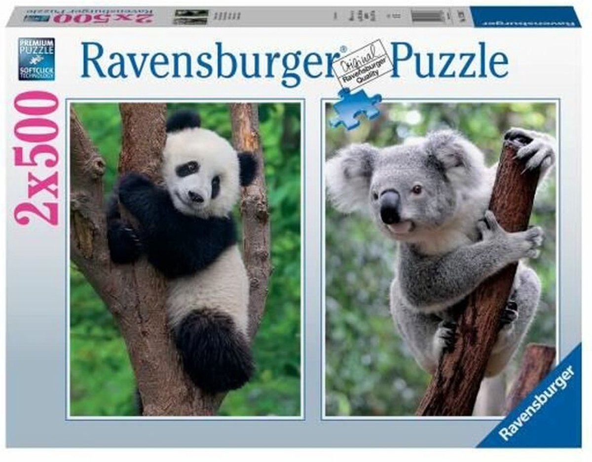 Ravensburger - puzzel - panda en koala 2 x 500 stukjes