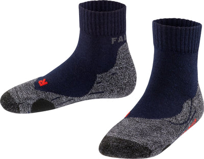 Falke tk2 short anti-blaar dik wol functioneel materiaal wandelsokken kinderen blauw - maat 35-38
