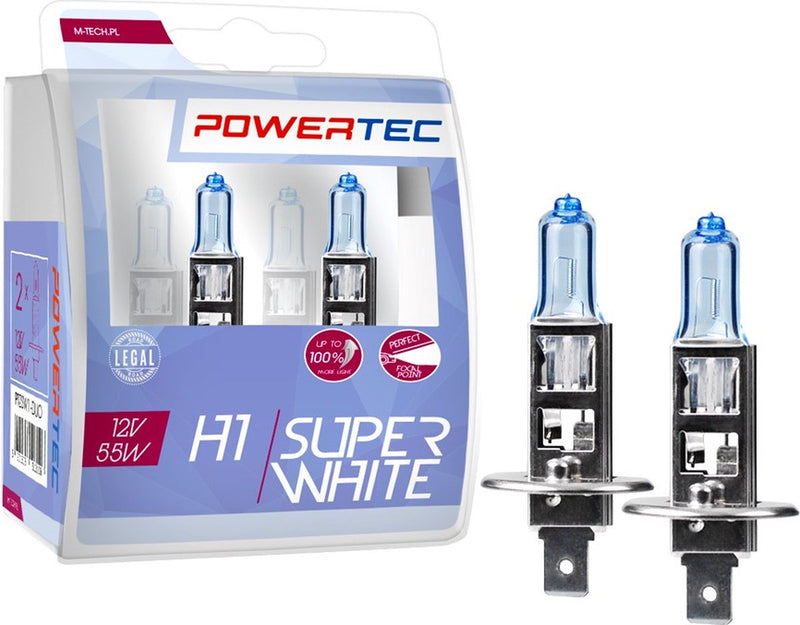 Powertec h1 12v halogeenlampen – superwhite – set van 2
