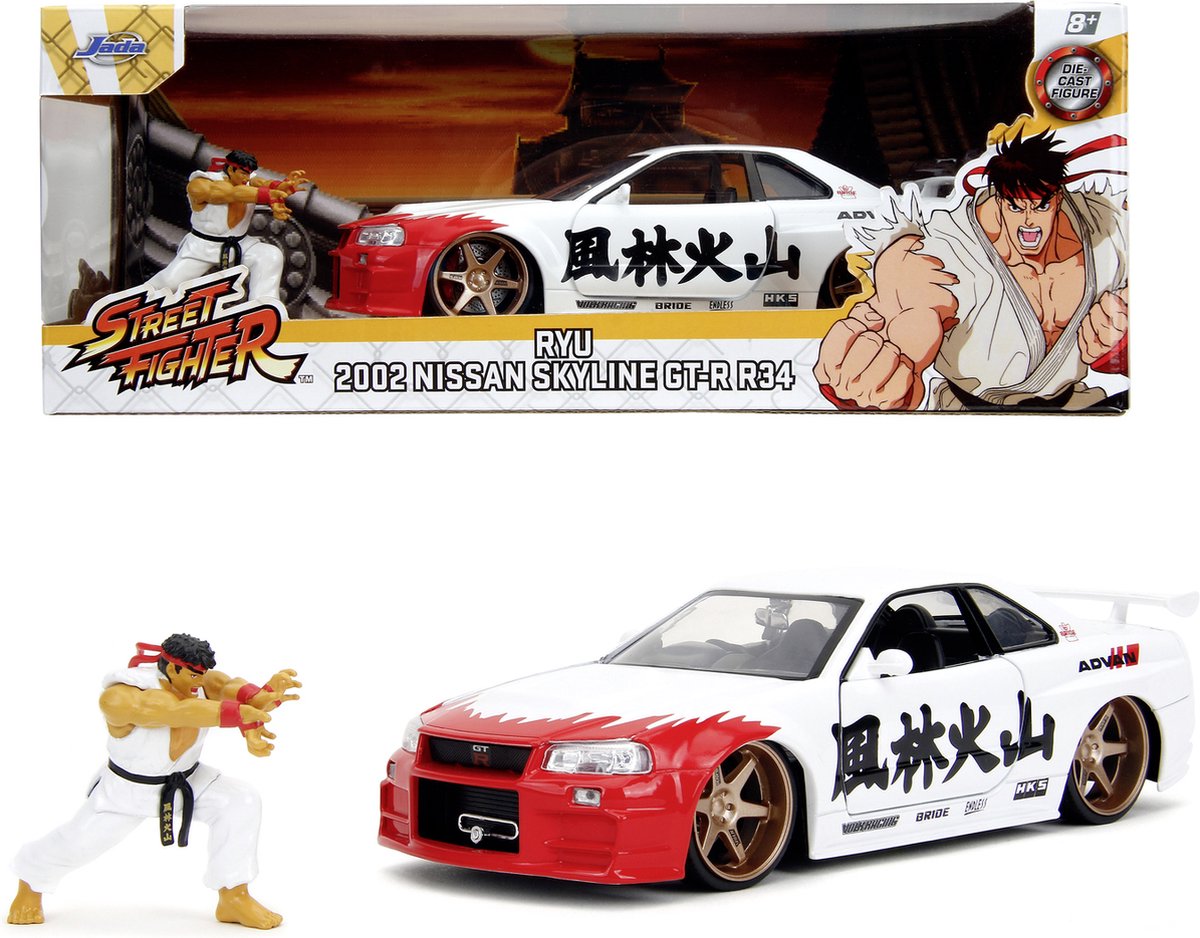Jada toys - street fighter - nissan skyline gtr - vanaf 8 jaar - 1:24