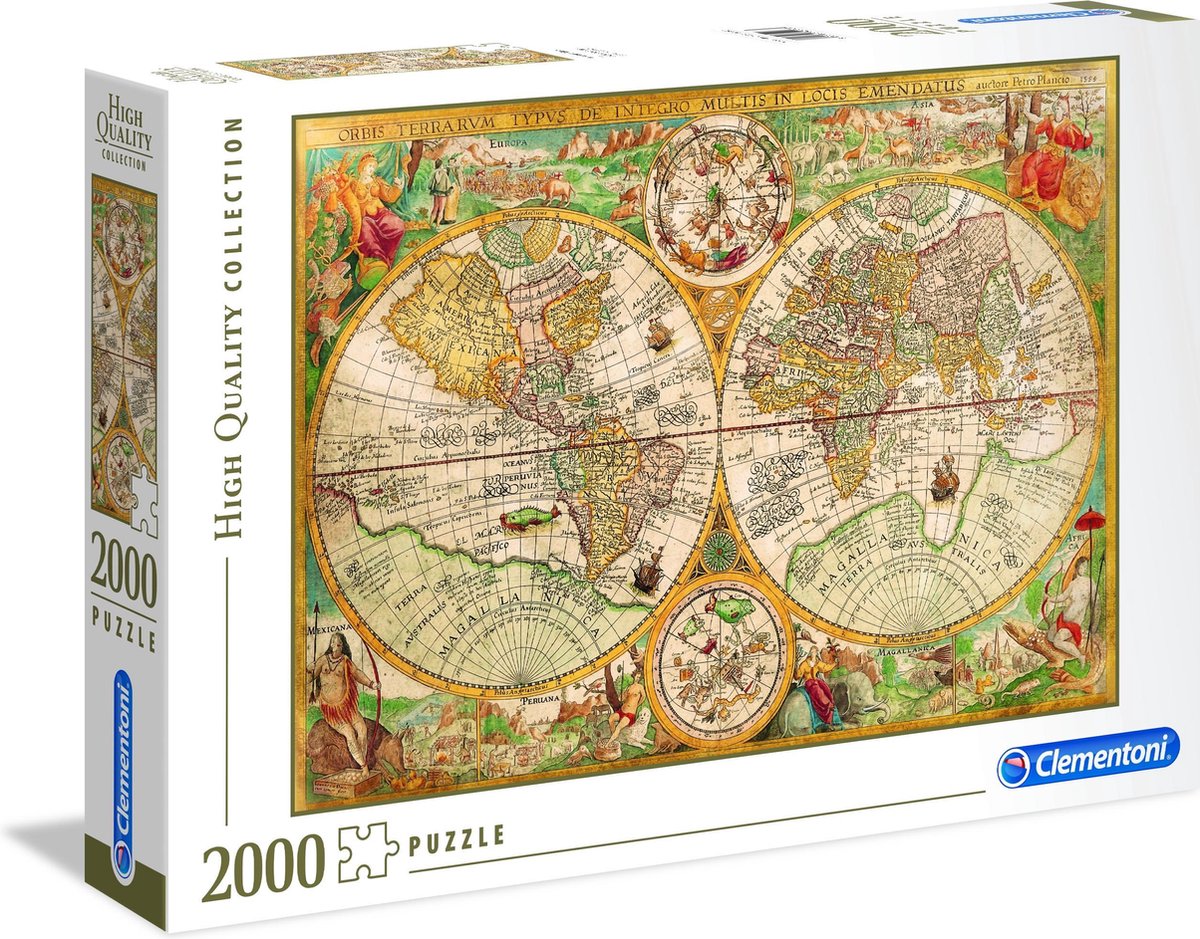 Clementoni puzzel antieke wereldkaart, 2000st.