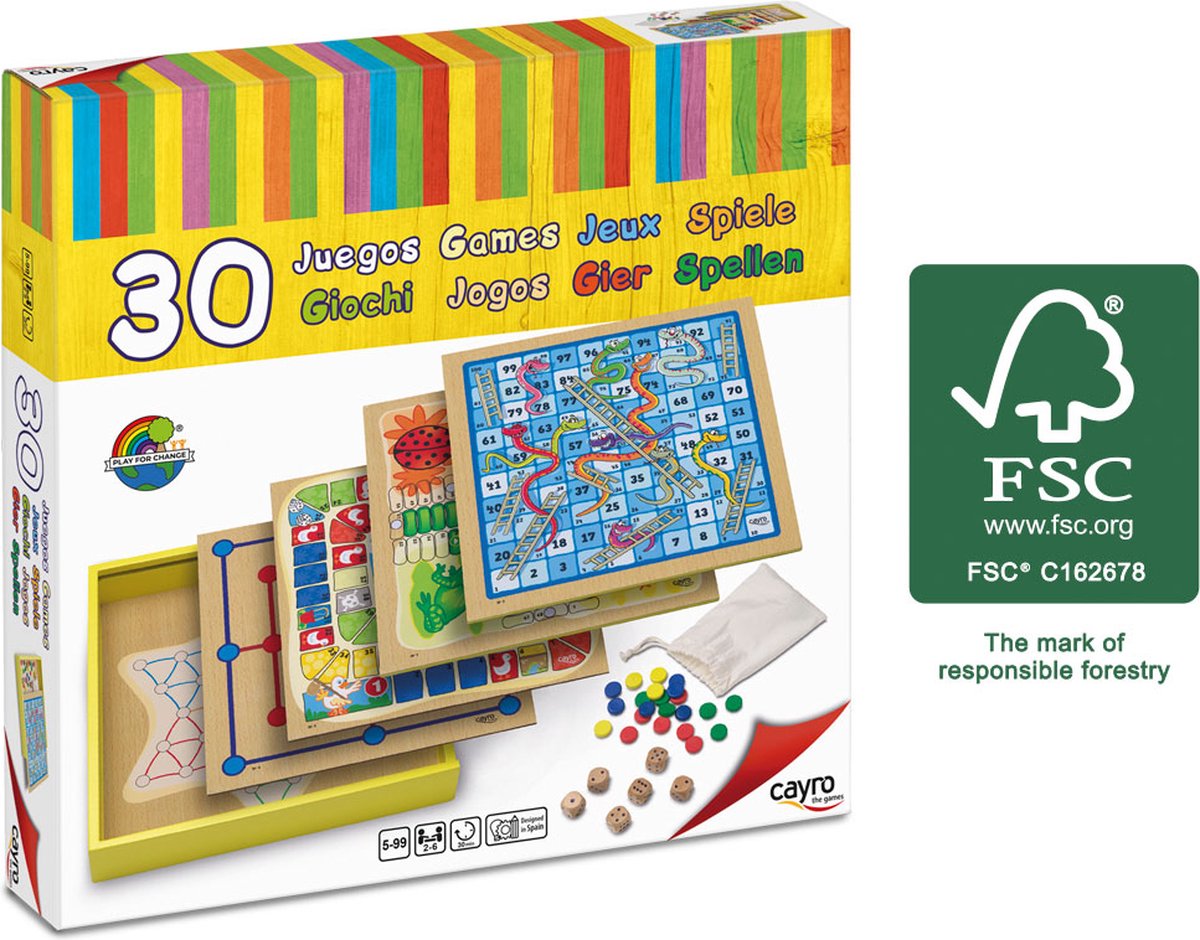 Geronimo games cayro - bordspel - 30 games (31 x 31 x 5.5 cm) hout - 2-4 spelers - geschikt vanaf 5 jaar