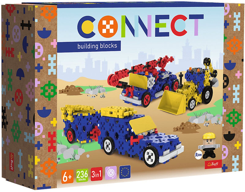 Connect | bouwstenen l bouwvoertuigen suv met trailer 236 stuks