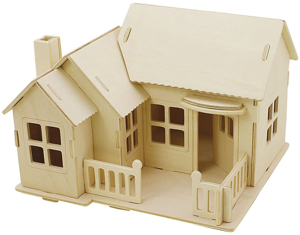 Creativ company https: www.cchobby.nl 3d-houten-constructie-set-huis-met-terras-afm-19x17-5x15-1-stuk