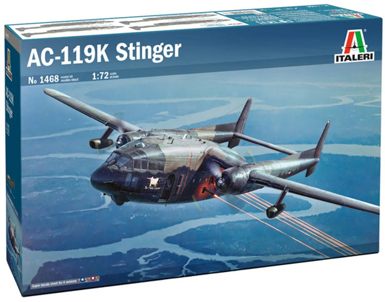 Italeri modelbouwpakket vliegtuigen - 1468 ac-119k stinger plane plastic - 1:72 - modelbouw