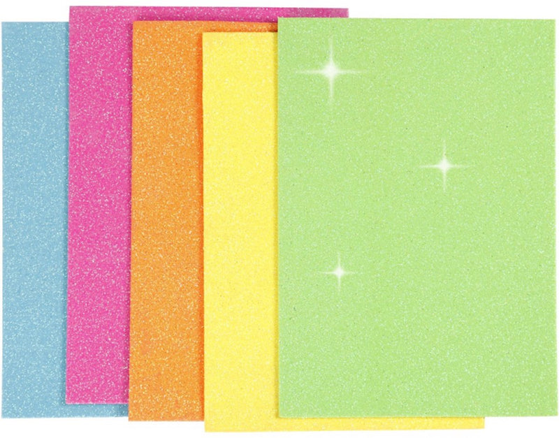 Creativ company creotime foam vellen a5 zelfklevend neon glitter 5 stuks