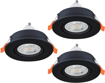 Eglo barranco inbouwspot - gu10 - ø 9 cm - zwart - set van 3 stuks - kantelbaar