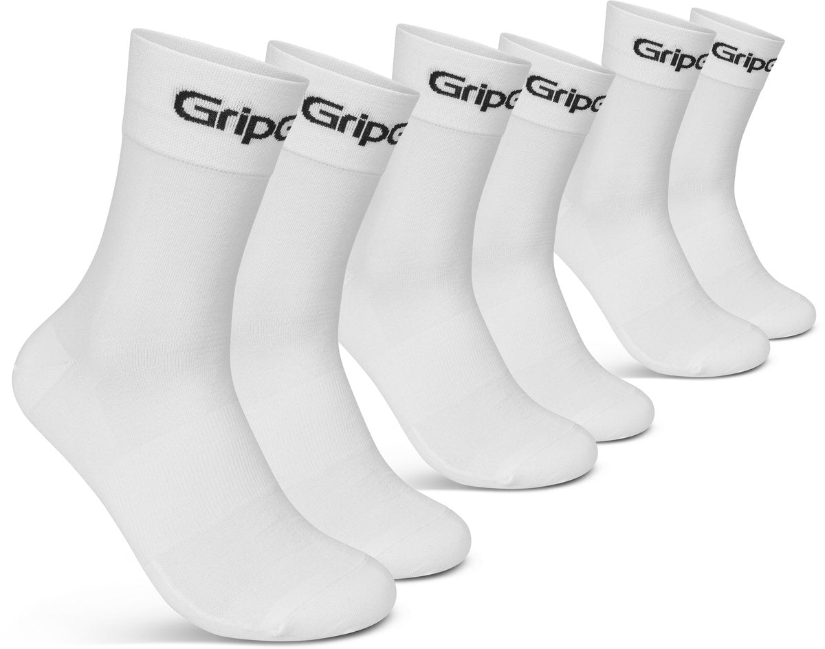 Gripgrab - ride regular cut zomer fietssokken 3 paar wielersport coolmax sokken - unisex - wit