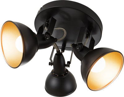 Briloner soft - plafondspot – retro opbouwspot – zwart-goud – 2x e14 fitting – kantelbaar – metaal – ø21 cm