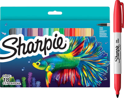 Sharpie set van permanent markers | limited edition verschillende kleuren | fijne punt | 18 markers | back to school-set
