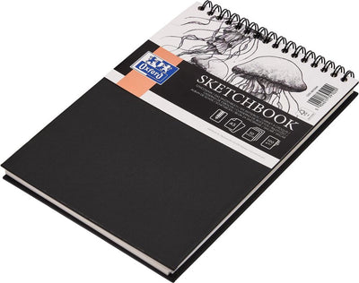 Oxford schetsboek - a5 - 50 vel - 100g papier - dubbel spiraal - harde kaft - zwart