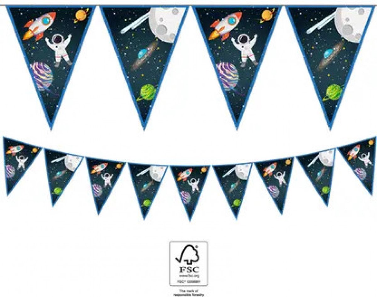 Globos papieren vlaggenlijn ruimte fsc raket decoratie 3 meter.