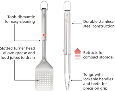 Joseph joseph grillout 2-delige inschuifbare bbq turner tongs set