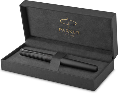Parker ingenuity vulpen | core-collectie | zwart met zwarte afwerking | medium punt | zwarte inkt | geschenkdoos