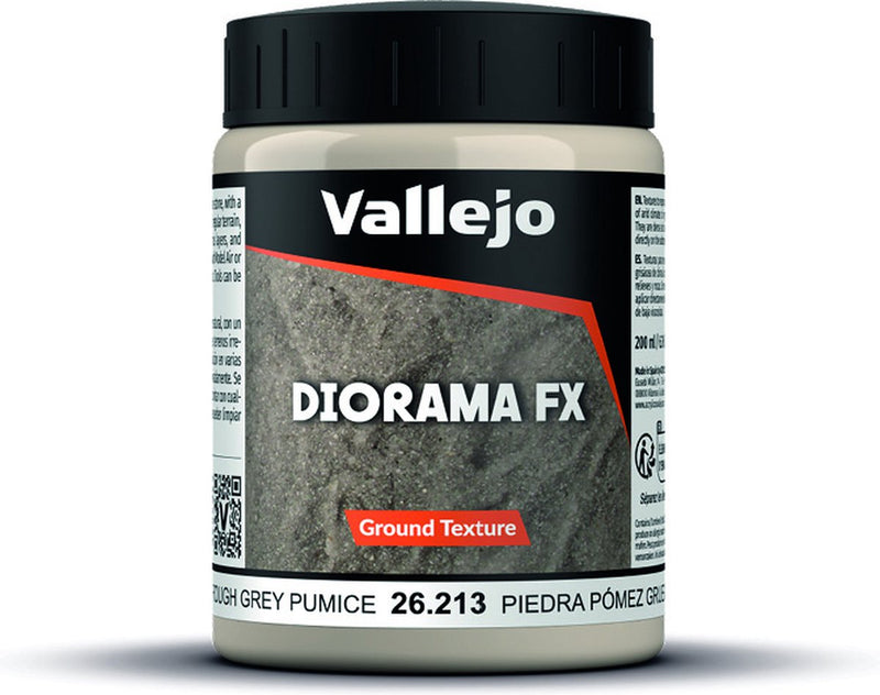Vallejo modelbouwdecoratie - 26213 earth texture - acrylic - ruw grijs puimsteen - 200ml effecten potje