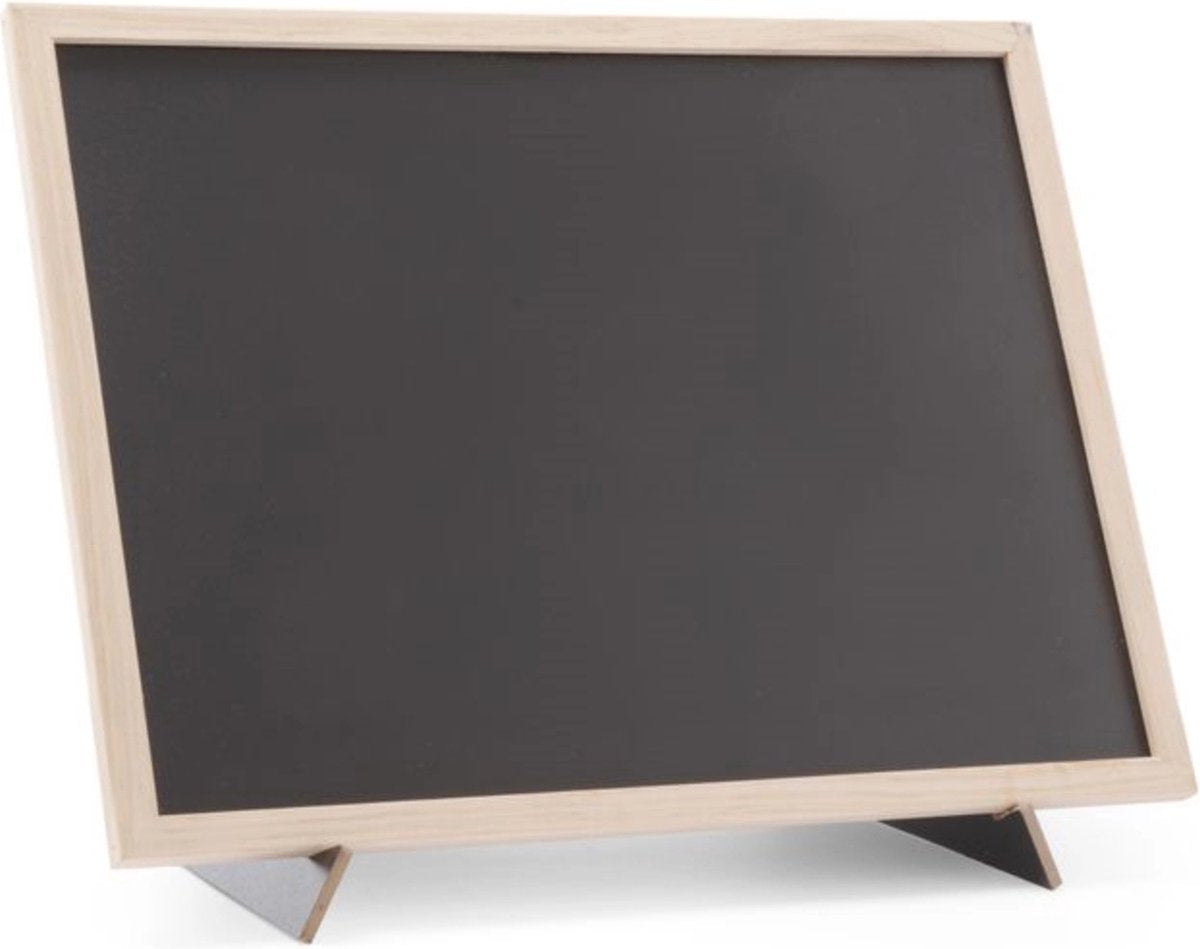 Hendi krijtbord met houten frame en standaard – 300x400 mm – groot formaat