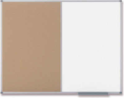 Nobo classic combi kurk staal notitiebord whiteboard memobord inclusief bevestigingsmateriaal - 900x600mm -wit natuurbruin