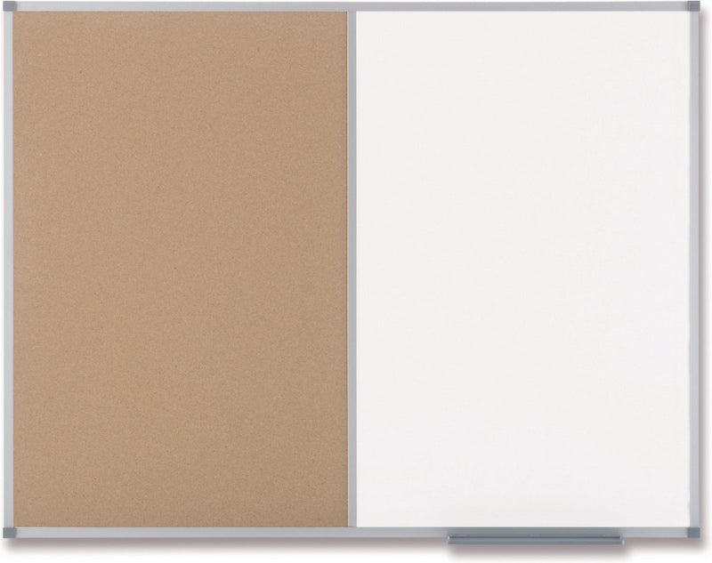 Nobo classic combi kurk staal notitiebord whiteboard memobord inclusief bevestigingsmateriaal - 900x600mm -wit natuurbruin