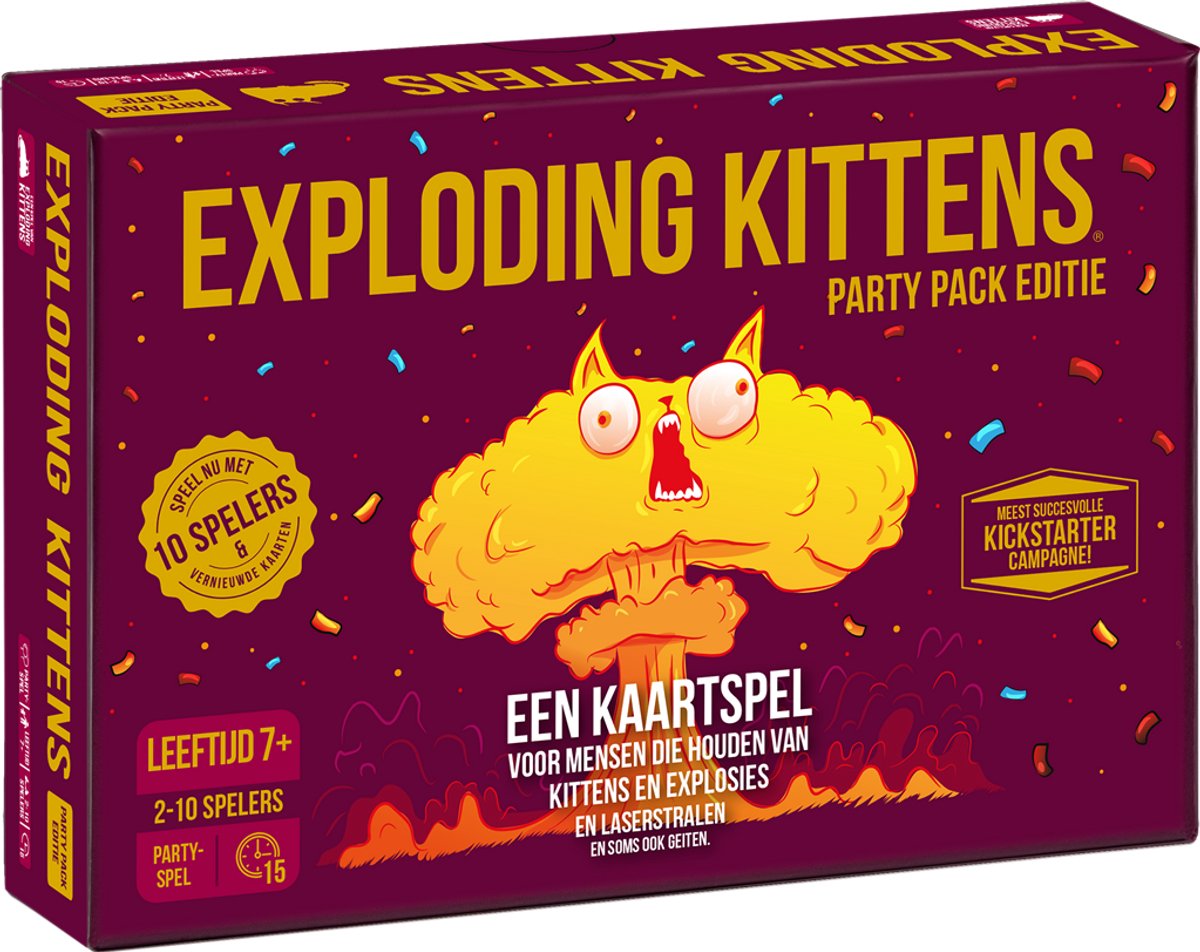 Exploding kittens party pack – nieuwe editie – nederlandstalig kaartspel – voor 2 tot 10 spelers