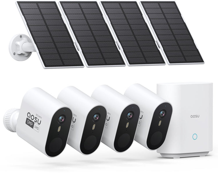Aosu solarcam system max - 4 beveiligingscamera’s - 2k resolutie - zonne-energie - draadloos - 32gb