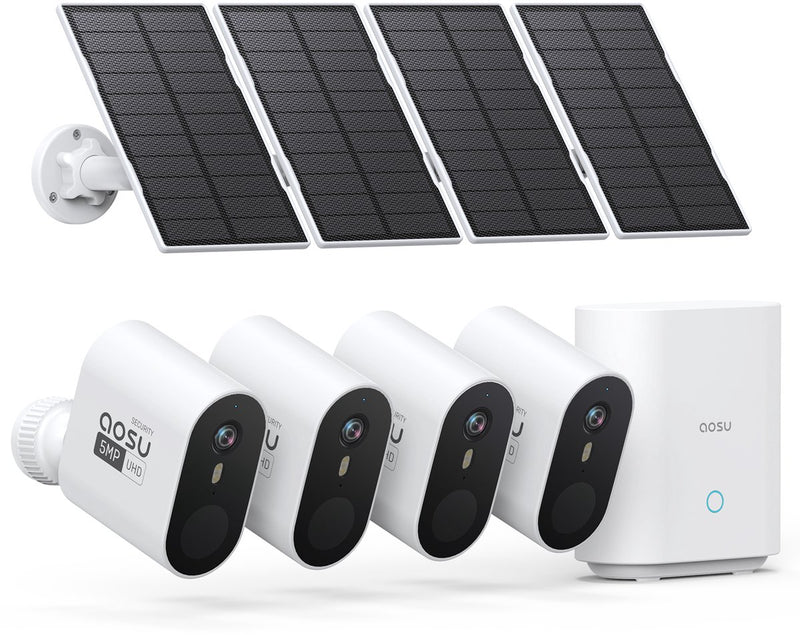 Aosu solarcam system max - 4 beveiligingscamera’s - 2k resolutie - zonne-energie - draadloos - 32gb