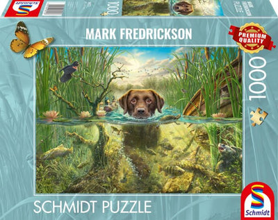 999games schmidt puzzel - chocolate labrador swimming, 1000 stukjes - legpuzzel