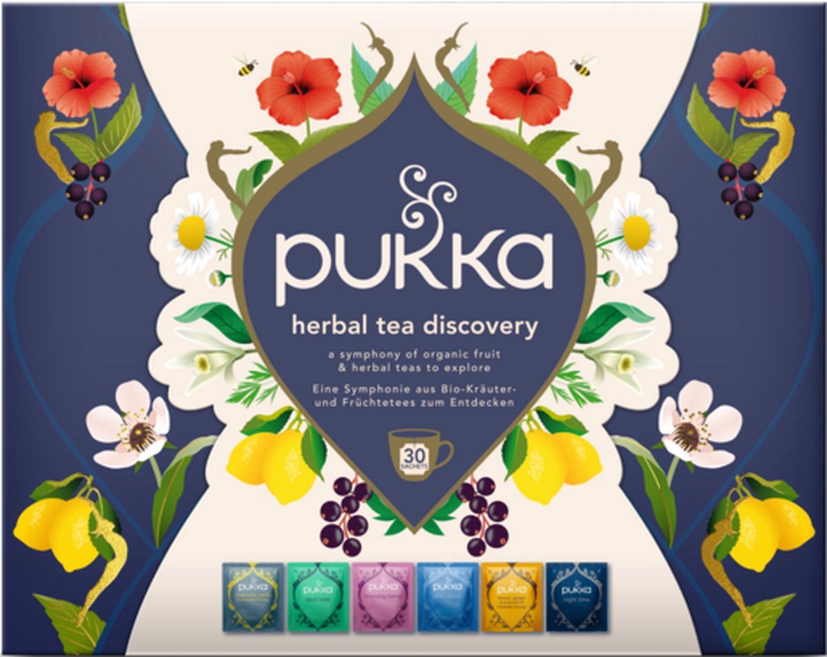 Pukka tea discovery box - 30 theezakjes - biologische kruidenthee - 5 x 6 zakjes - giftset - theedoos - thee geschenkdoos
