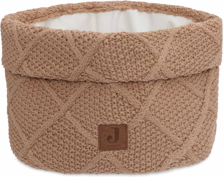 Jollein - commodemandje - commode mandje voor babykamer- 14x18cm - opbermand - check knit biscuit