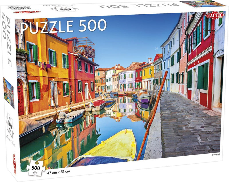 Tactic burano venice – puzzel – 500 stukjes – kleurrijke venetiaanse huisjes – strak en rustgevend ontwerp – hoogwaardige scandinavische kwaliteit