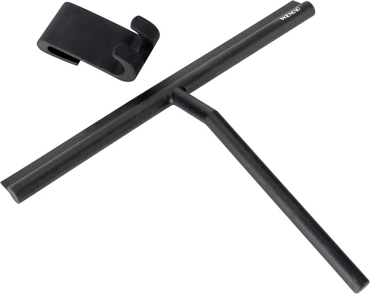 Wenko extra brede douchewisser mola xxl 32cm rvs zwart, met ophanghaak - raamwisser - trekker douche