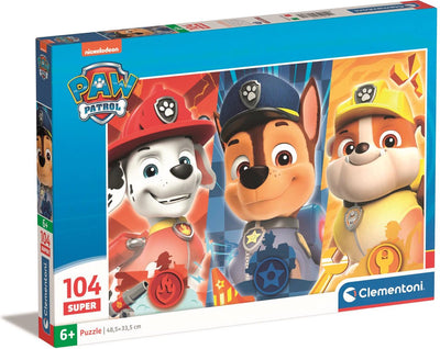 Clementoni legpuzzel super color paw patrol close up, 104st.