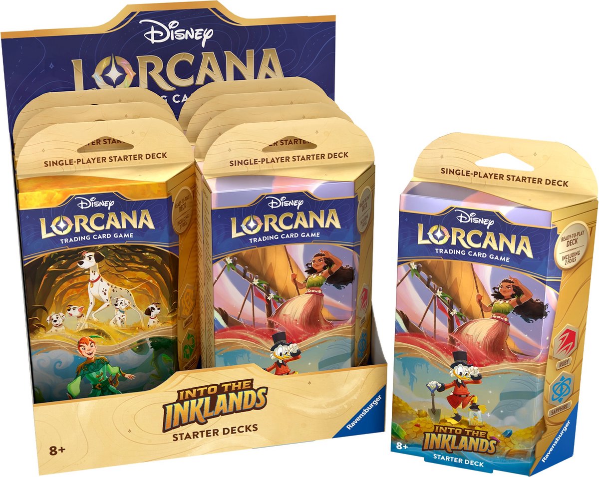 Disney lorcana tcg: into the inklands - starter deck display (8 decks)