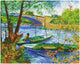 Diamond dotz® diamond painting volwassenen - ronde steentjes - volledig pakket - hobby - - dd9.036 - visserij (van gogh) 40 x 50cm