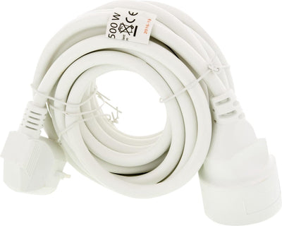Exin verlengsnoer - met penaarde - 5 meter snoer - 3 x 1.5 mm2 vinylkabel - wit