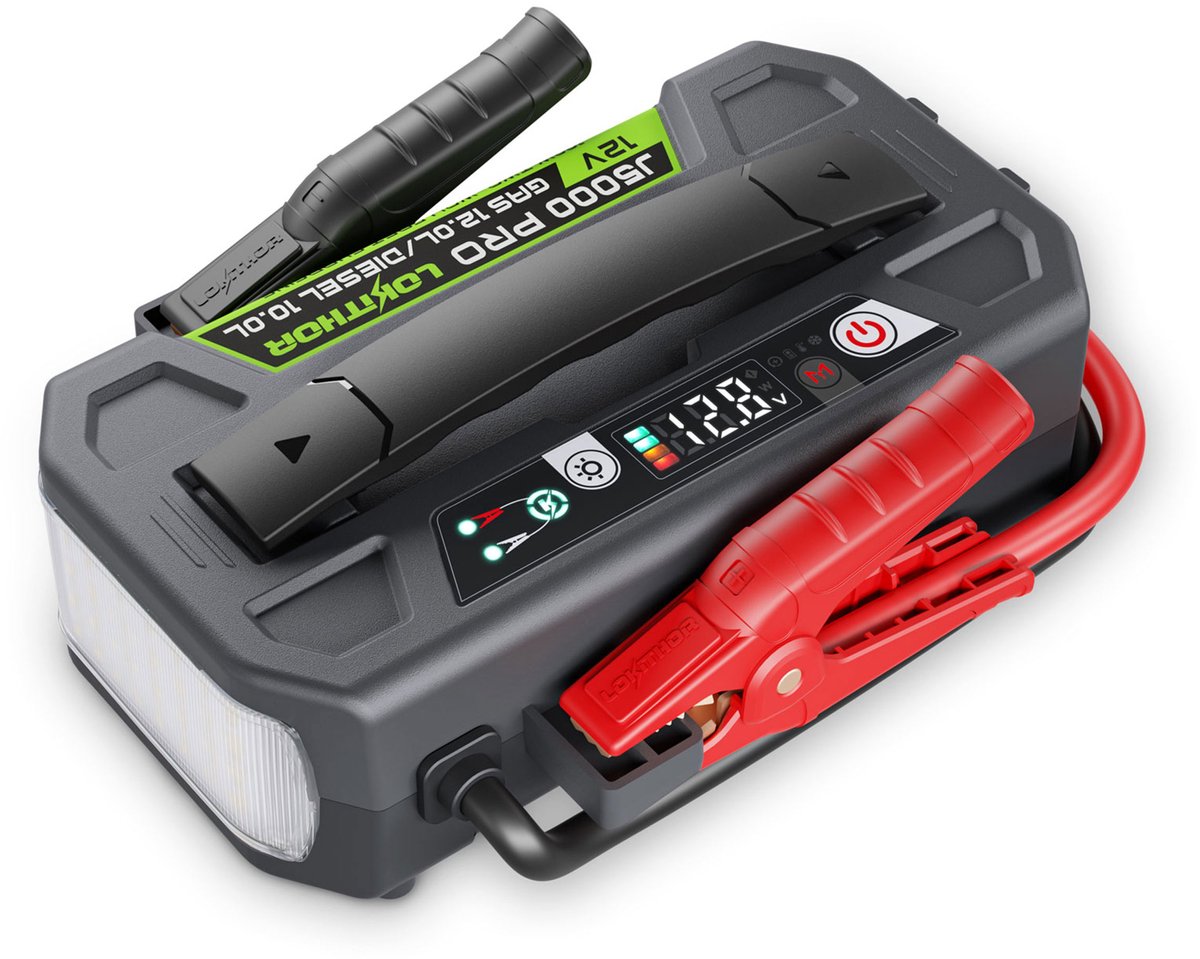 Lokithor jumpstarter j5000 pro - 12v 5000a lifepo4 - powerbank 100w - auto diesel tot 12l - led zaklamp