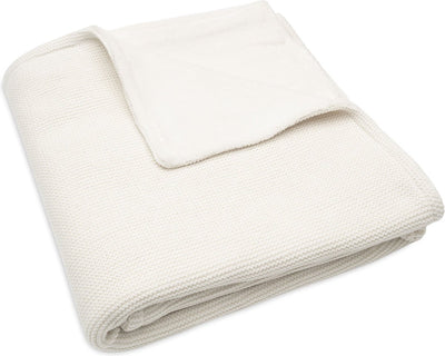 Jollein - deken ledikant 100x150cm basic knit - dekentje baby - ivory coral fleece