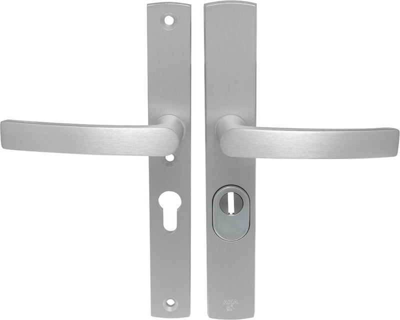 Axa veiligheidsbeslag (curve plus) smal aluminium geslepen: kruk-kruk (model blok) pc55 met kerntrekbeveiliging skg***