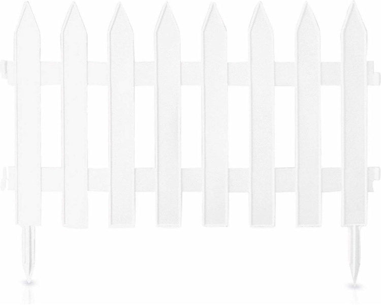 Prosperplast tuinhekjes - 7x stuks - kunststof - 320 cm - wit - borderrand - tuinafscheiding