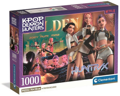 Clementoni k-pop demon hunters puzzel 1000 stukjes van compact - kpop huntrix - k pop legpuzzel hobby cadeau voor kinderen vanaf 6 jaar