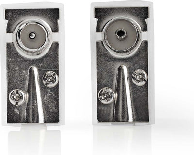 Nedis iec (coax) connector - gehoekt - female male - vernikkeld - 75 ohm - schroef - diameter kabelinvoer: 7.0 mm - metaal polyvinylchloride (pvc) - wit - 2 stuks - doos