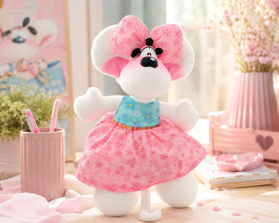Diddl - zachte pluchen knuffel - 20cm - geborduurde accenten - ina in roze