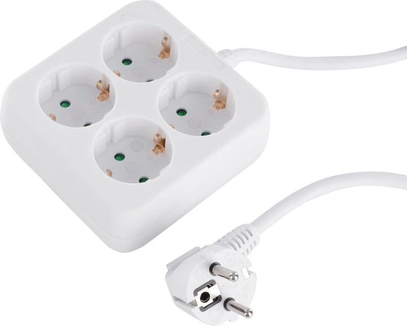 Q-link stekkerdoos - 4-voudig - randaarde - vierkant - 3 x 1.5 mmâ² - 1.5 m - wit