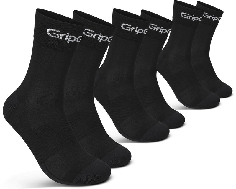 Gripgrab - ride regular cut zomer fietssokken 3 paar wielersport coolmax sokken - unisex - zwart