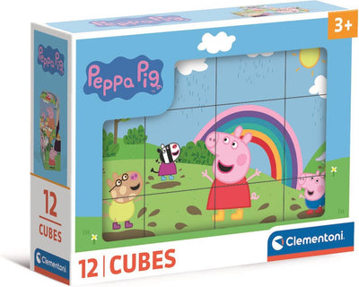 Clementoni - 12 blokken puzzel - peppa pig - 6 afbeeldingen - vanaf 3 jaar