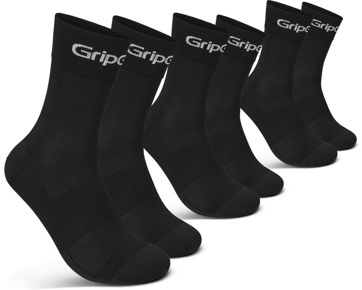 Gripgrab - ride regular cut zomer fietssokken 3 paar wielersport coolmax sokken - unisex - zwart