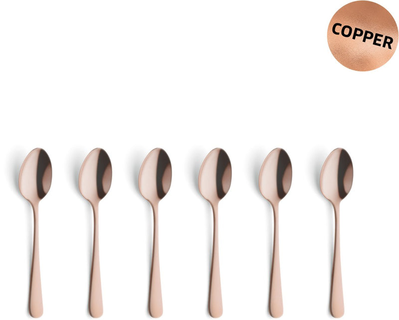 Amefa austin koper – 6-delige theelepelset – 12 cm – 18 0 chroomstaal – matte pvd-coating – cadeauverpakking
