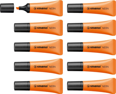 Stabilo neon - markeerstift - oranje - unieke tube vorm - doos 10 stuks