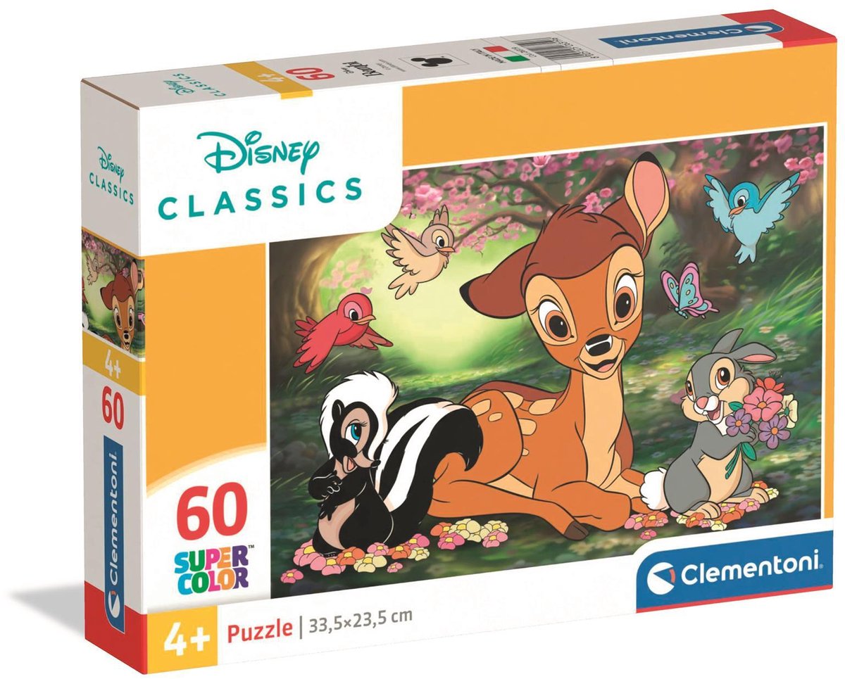 Clementoni kinderpuzzel disney classic - puzzel 60 stukjes - legpuzzel en educatief speelgoed - spelletjes en puzzels voor kinderen vanaf 4 jaar