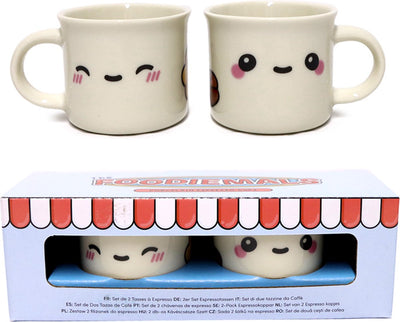 Merkloos sans marque foodiemals - espresso kopjes - set van 2 - superschattig - puckator